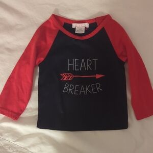 Heart Breaker Long Sleeve Tee - Red & Black